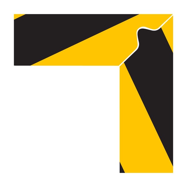 Superior Mark Floor Marking Corners, L Marker, 2in, Black/Yellow Hazard Stripe IN-50-507 - main